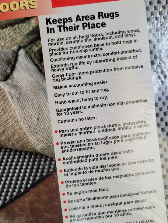 Rug Grabber premium non-slip Grey rug Cushion for hard floors 22" X 90" In New - Picture 4 of 7